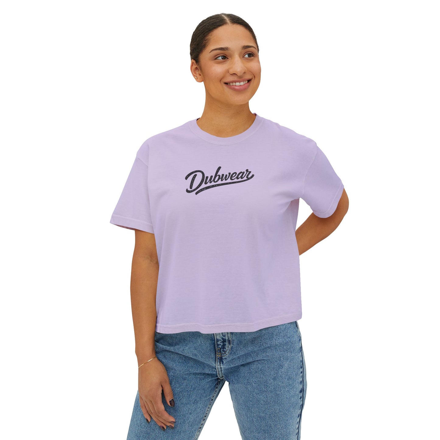 Delaware Script Boxy Tee — Women's Casual Crop T-Shirt