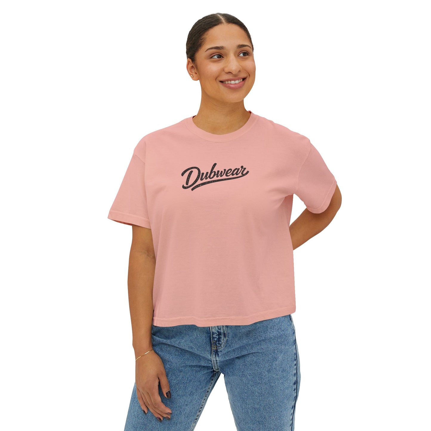 Delaware Script Boxy Tee — Women's Casual Crop T-Shirt